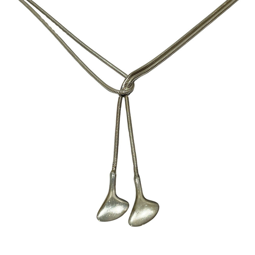 Tiffany Long Snake Bone Lariat Necklace Silver